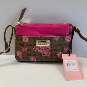 Juicy Couture Pink Bloom in Brown Signature Crossbody w/extra pouch